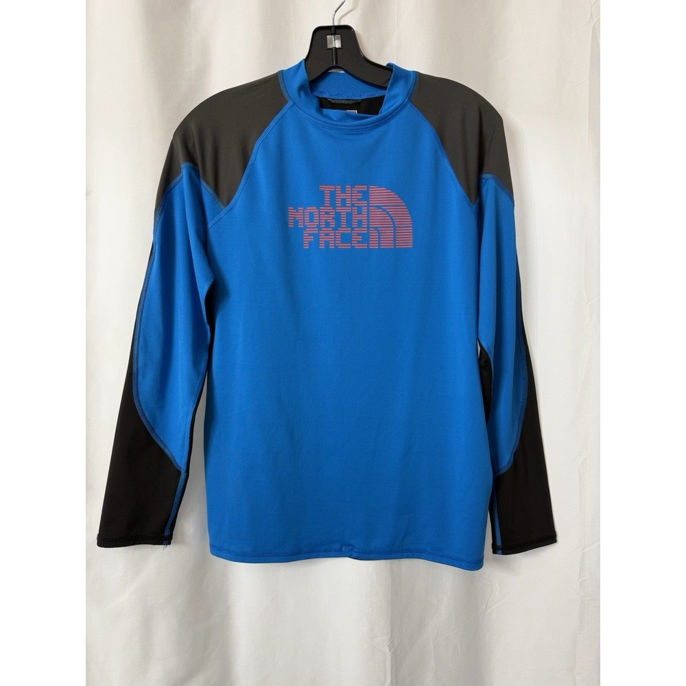 The North Face Boys Large (14/16) Blue Black Long Sleeved Moisture Wicking K17